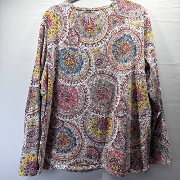 Talbots Women's Top Plus Size 2X Colorful‎ Paisley Long Sleeve Pullover Stretch - Picture 4 of 8